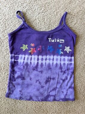 Vintage Purple Turtle Tie Dye Tulum Tank Top